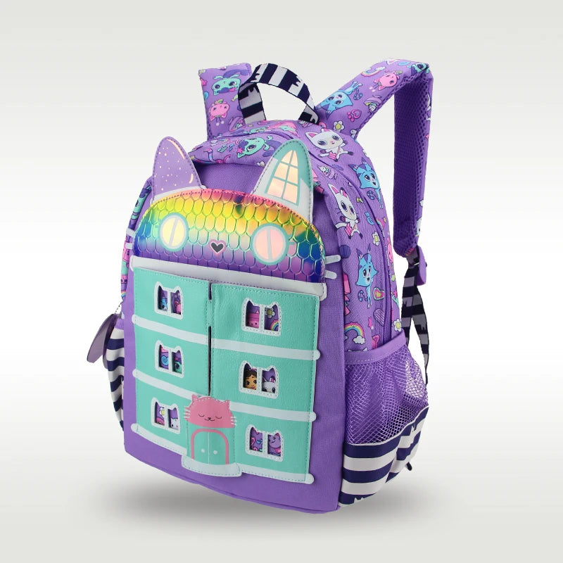 Mochila Infantil Gabby’s Dollhouse com Alças Confortáveis e Tamanho 14”